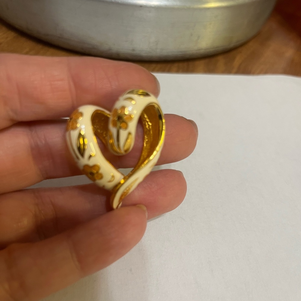 Gold and White Heart pendent